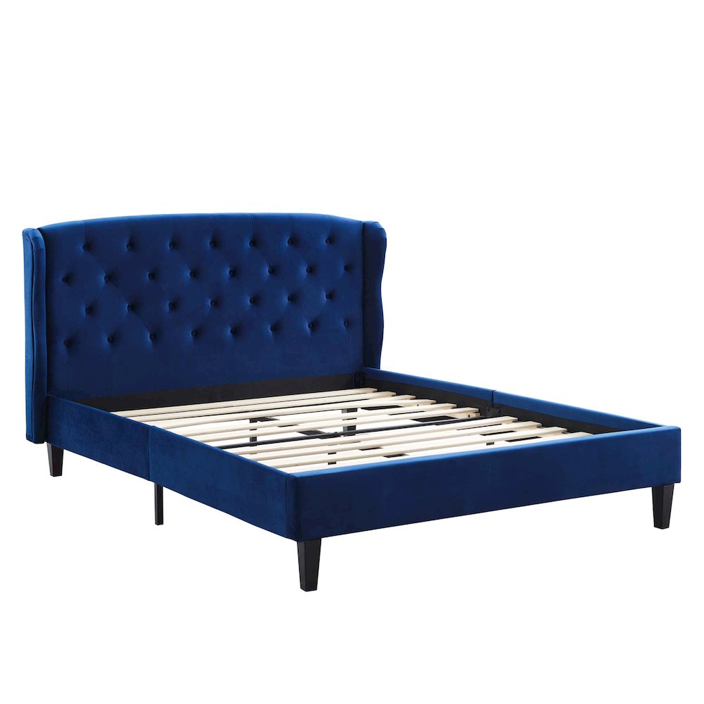 Penelope Tufted Wingback Performance Velvet Queen Platform Bed. Picture 2