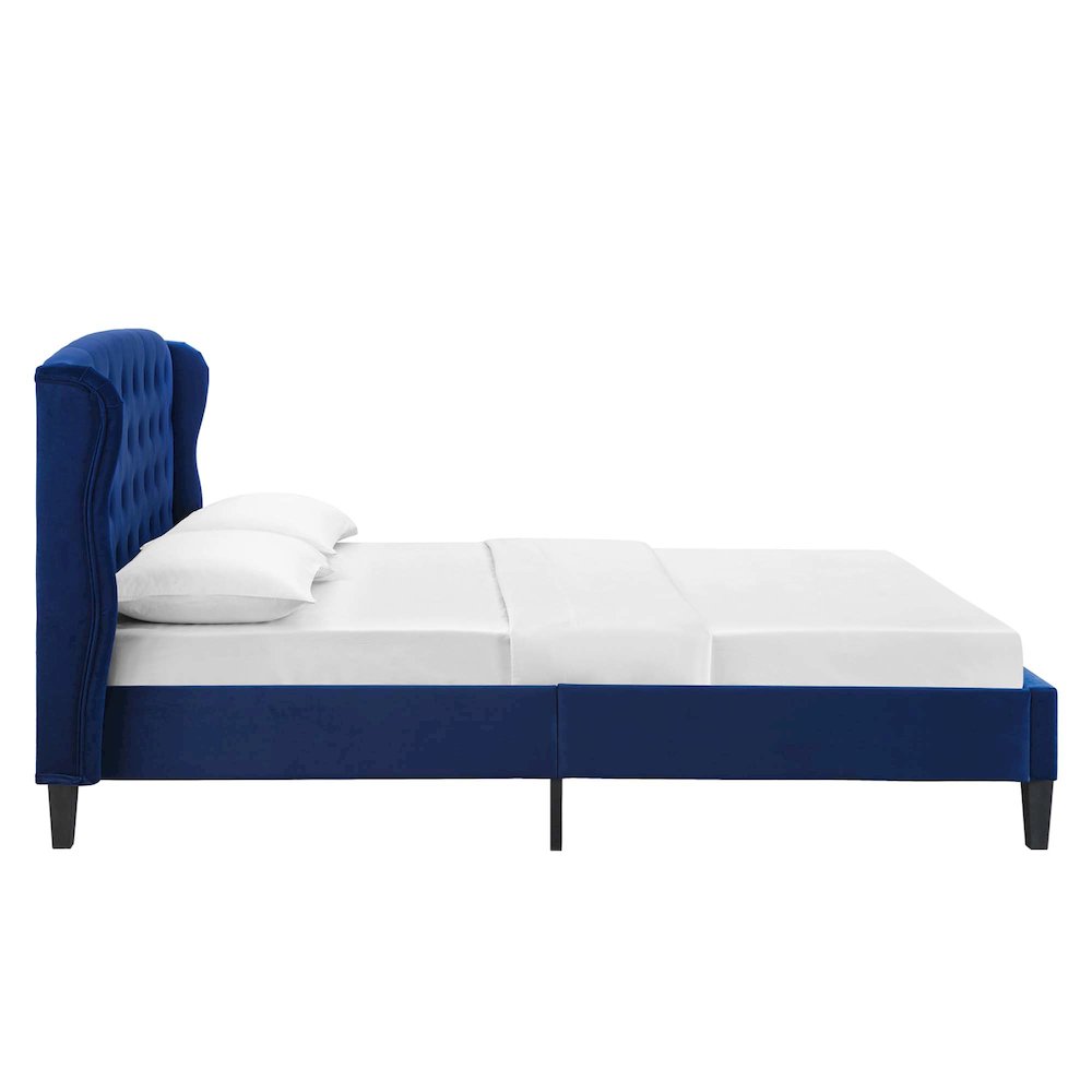 Penelope Tufted Wingback Performance Velvet Queen Platform Bed. Picture 3