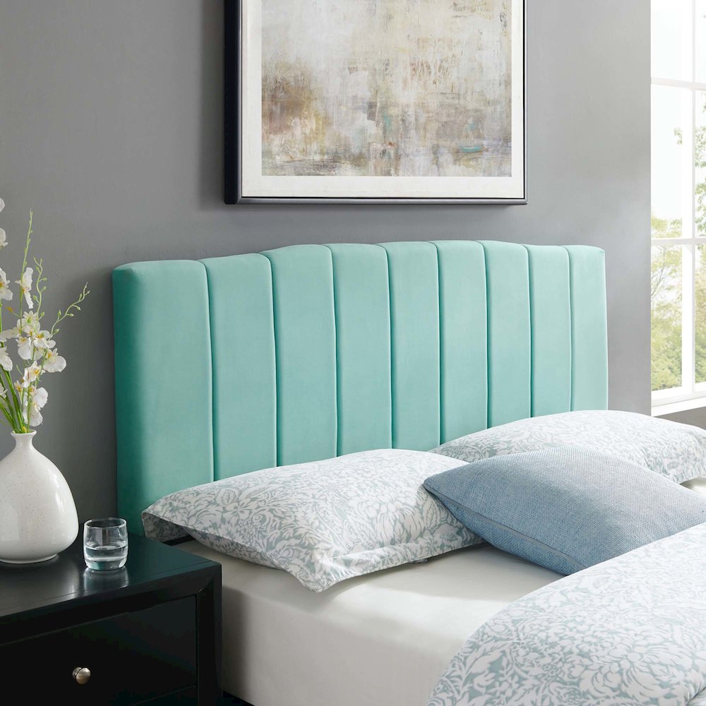 Camilla Channel Tufted Performance Velvet King/California King Headboard. Picture 5