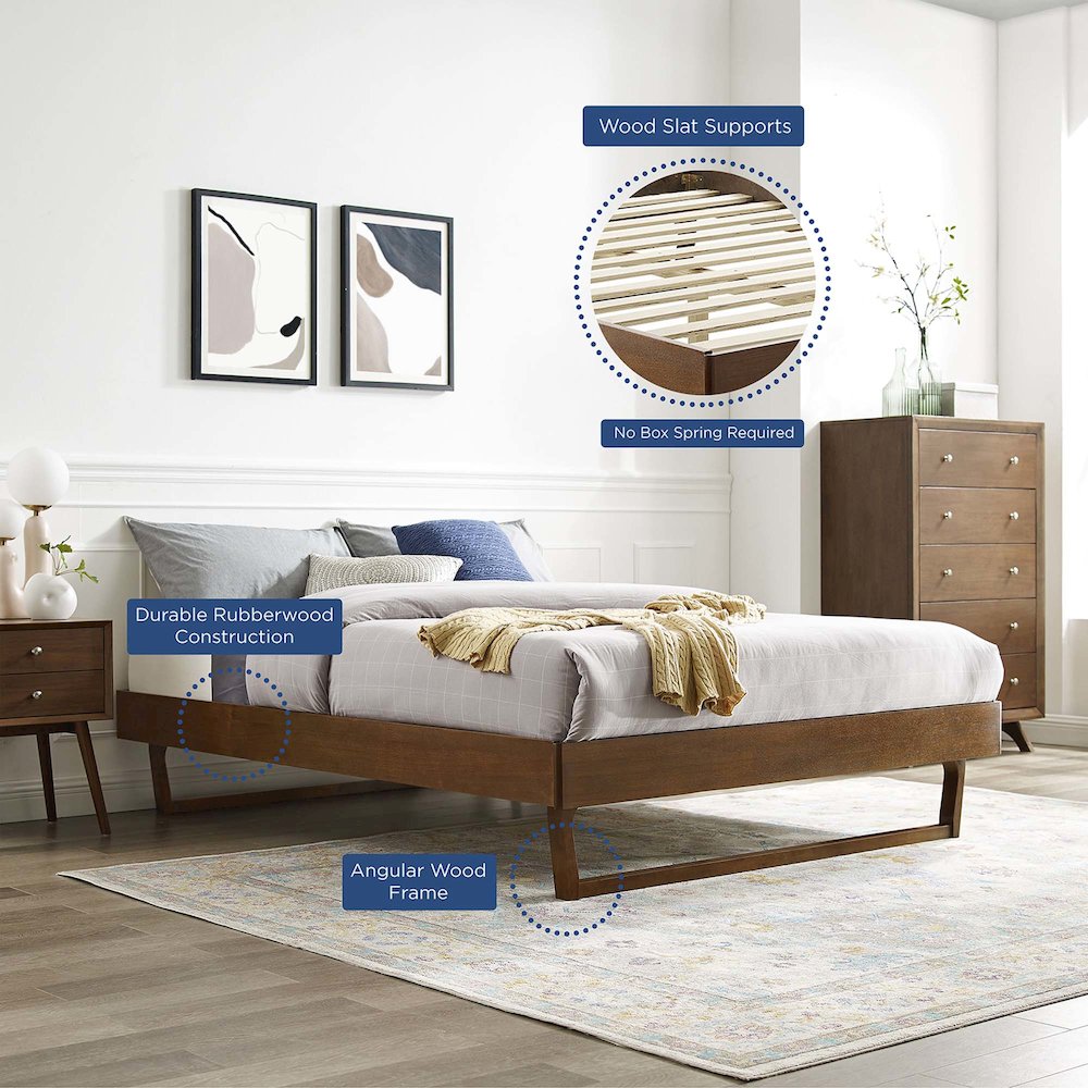 Billie Wood Queen Platform Bed Frame. Picture 7