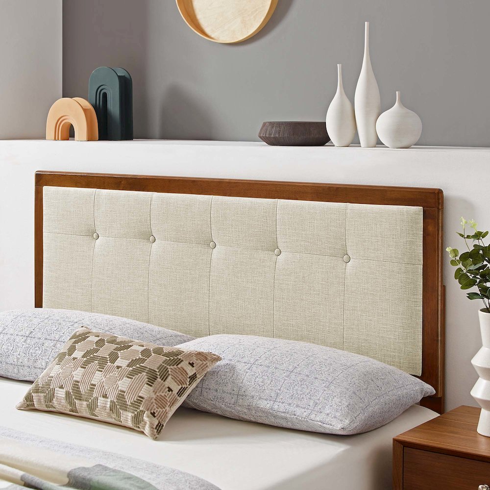 Draper Tufted Fabric and Wood Full Headboard. Picture 6