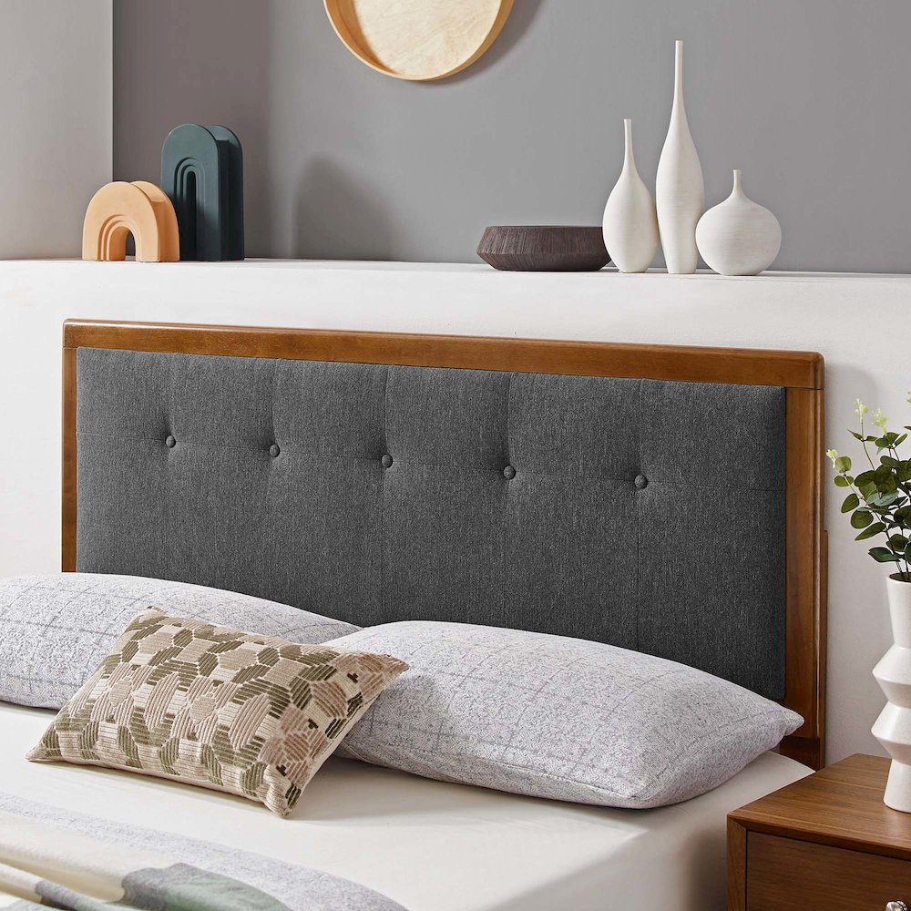 Draper Tufted Fabric and Wood Full Headboard. Picture 5