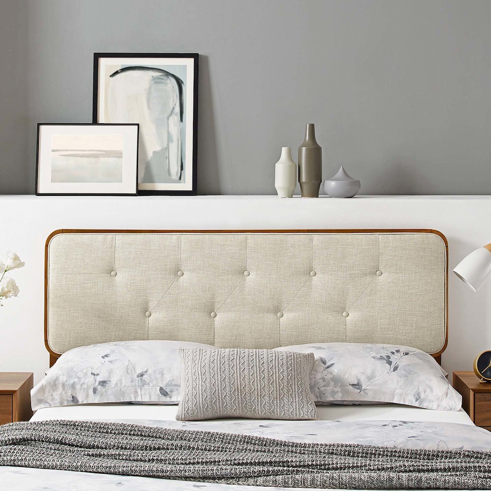 Collins Tufted Fabric and Wood Queen Headboard. Picture 7