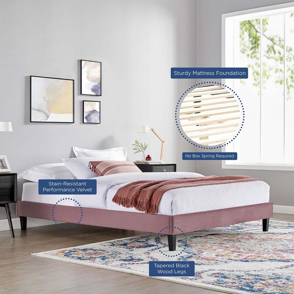 Reign Twin Performance Velvet Platform Bed Frame. Picture 4
