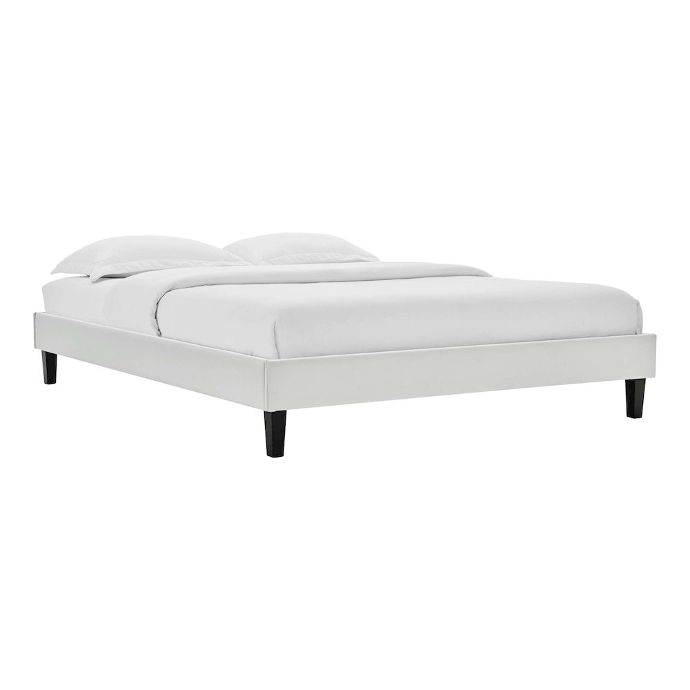 Reign Performance Velvet Queen Platform Bed Frame. Picture 1