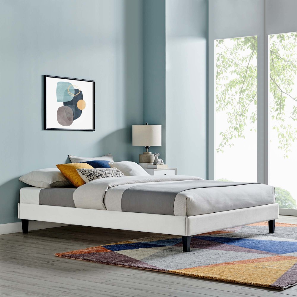 Reign Performance Velvet Queen Platform Bed Frame. Picture 4