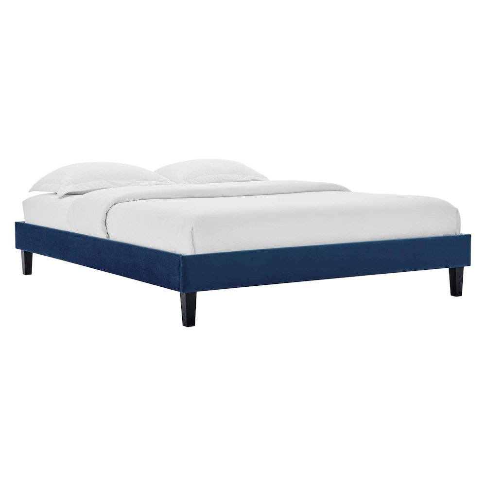 Reign Performance Velvet Queen Platform Bed Frame. Picture 1