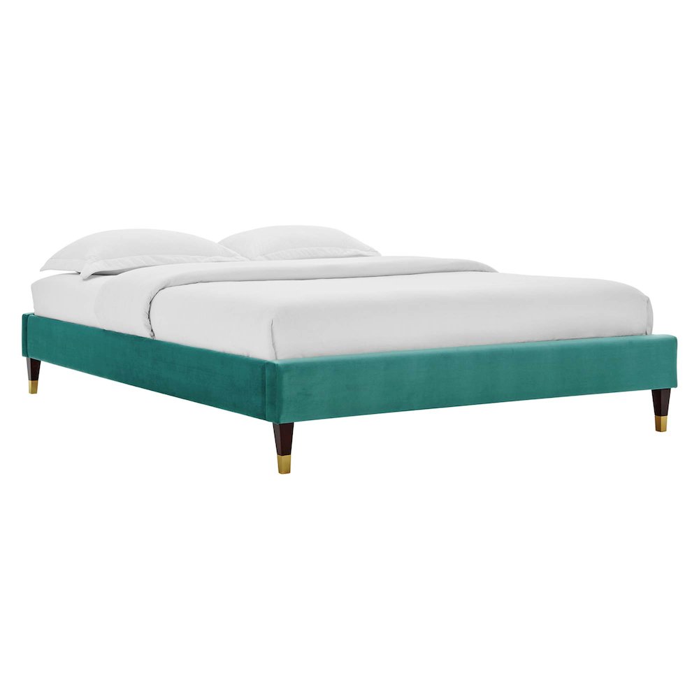 Harlow Performance Velvet Full Platform Bed Frame. Picture 1