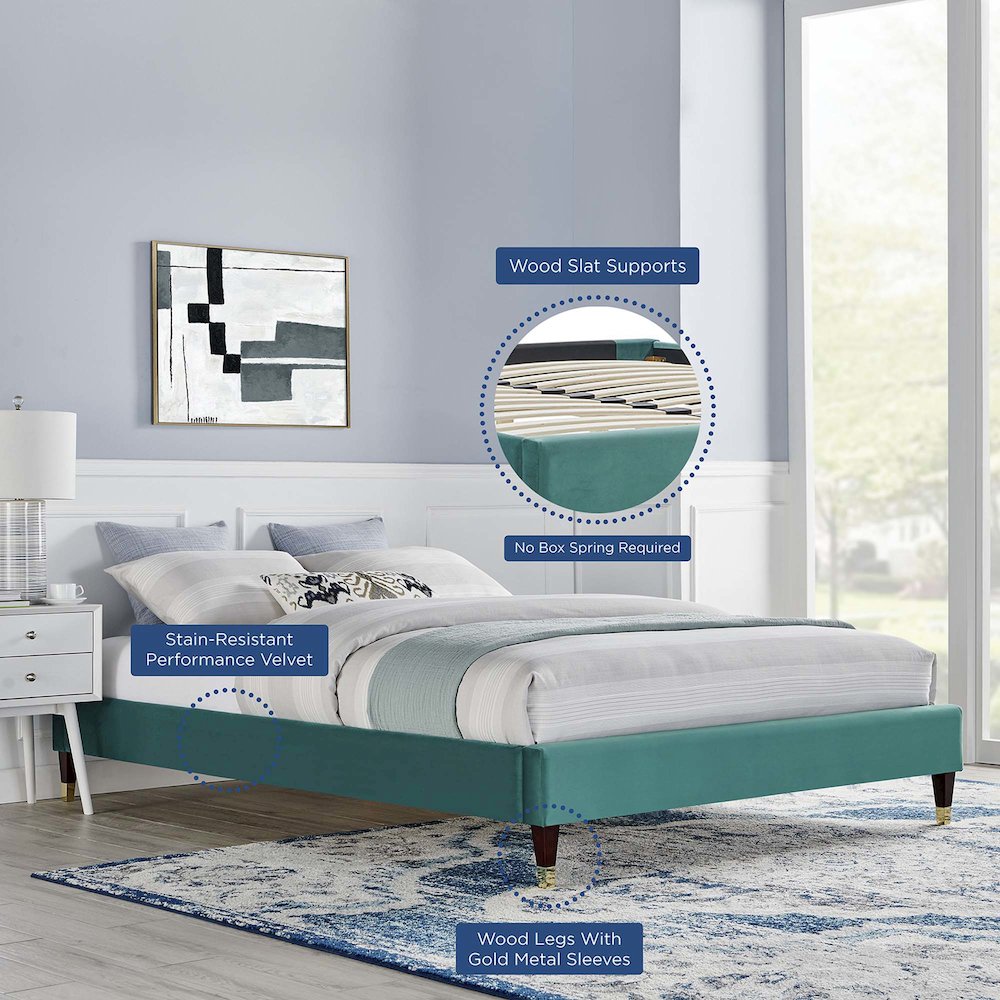 Harlow Performance Velvet Full Platform Bed Frame. Picture 6