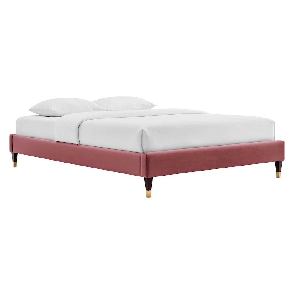 Harlow Performance Velvet Queen Platform Bed Frame. Picture 1