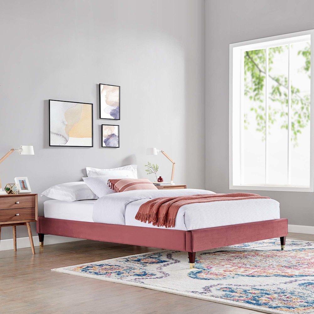 Harlow Performance Velvet Queen Platform Bed Frame. Picture 7