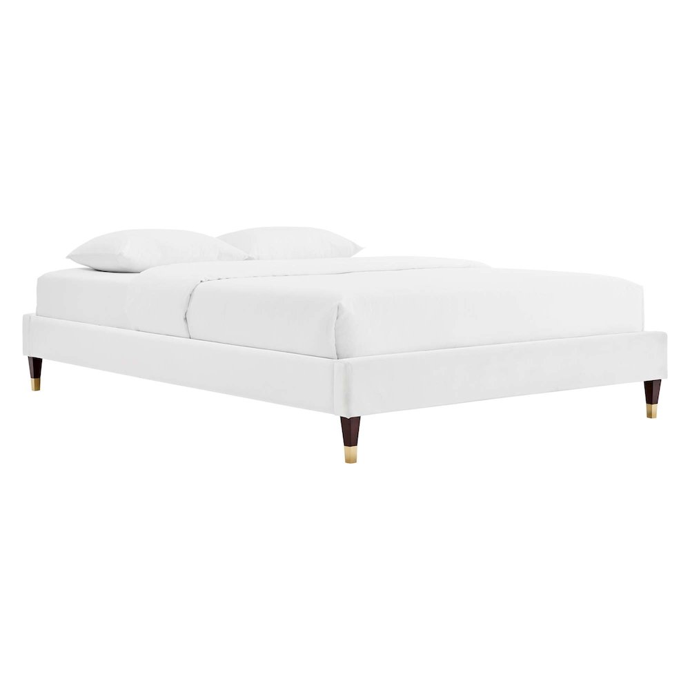 Harlow Performance Velvet Queen Platform Bed Frame. Picture 1