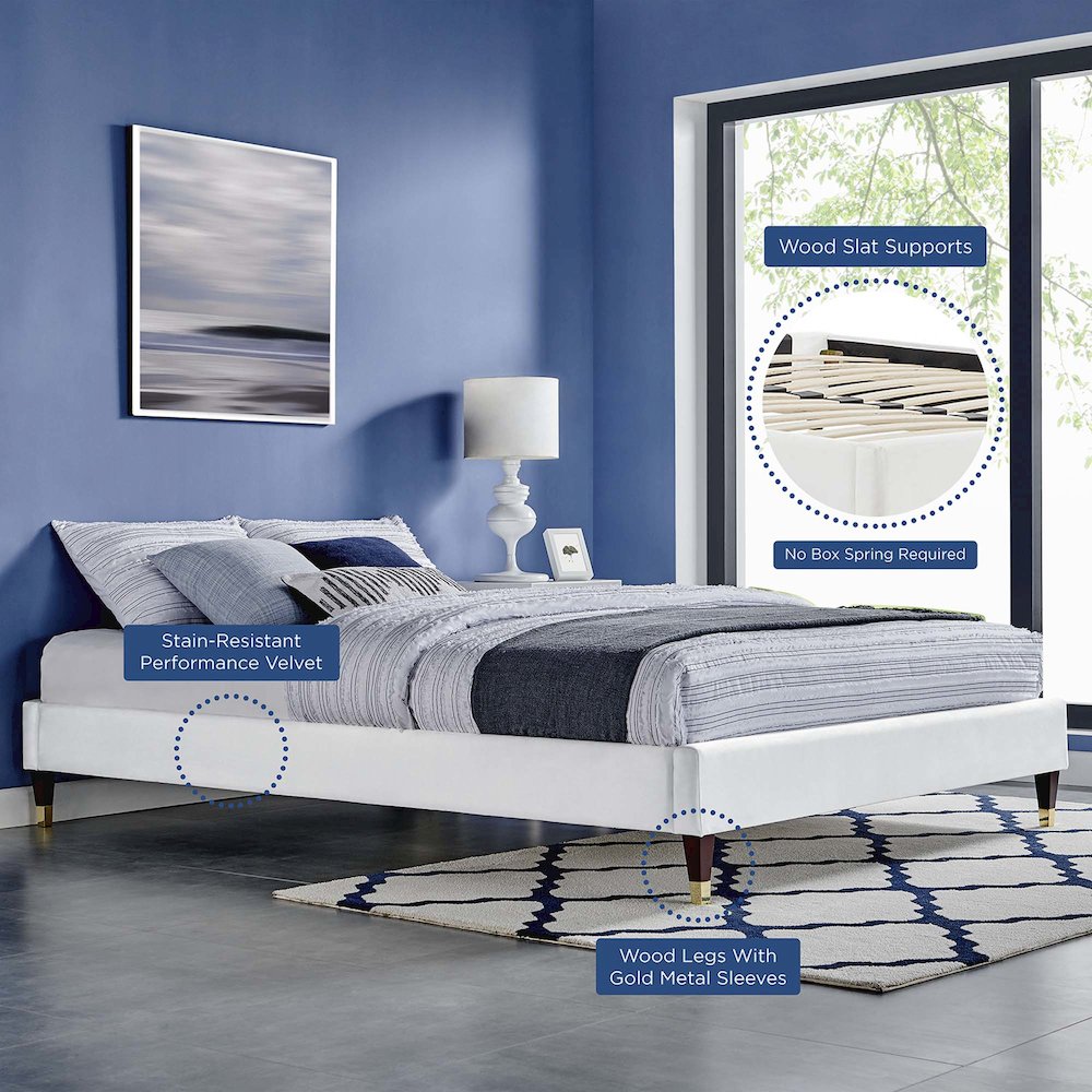 Harlow Performance Velvet Queen Platform Bed Frame. Picture 6