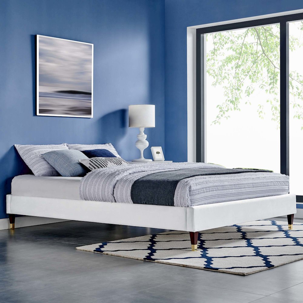 Harlow Performance Velvet Queen Platform Bed Frame. Picture 5