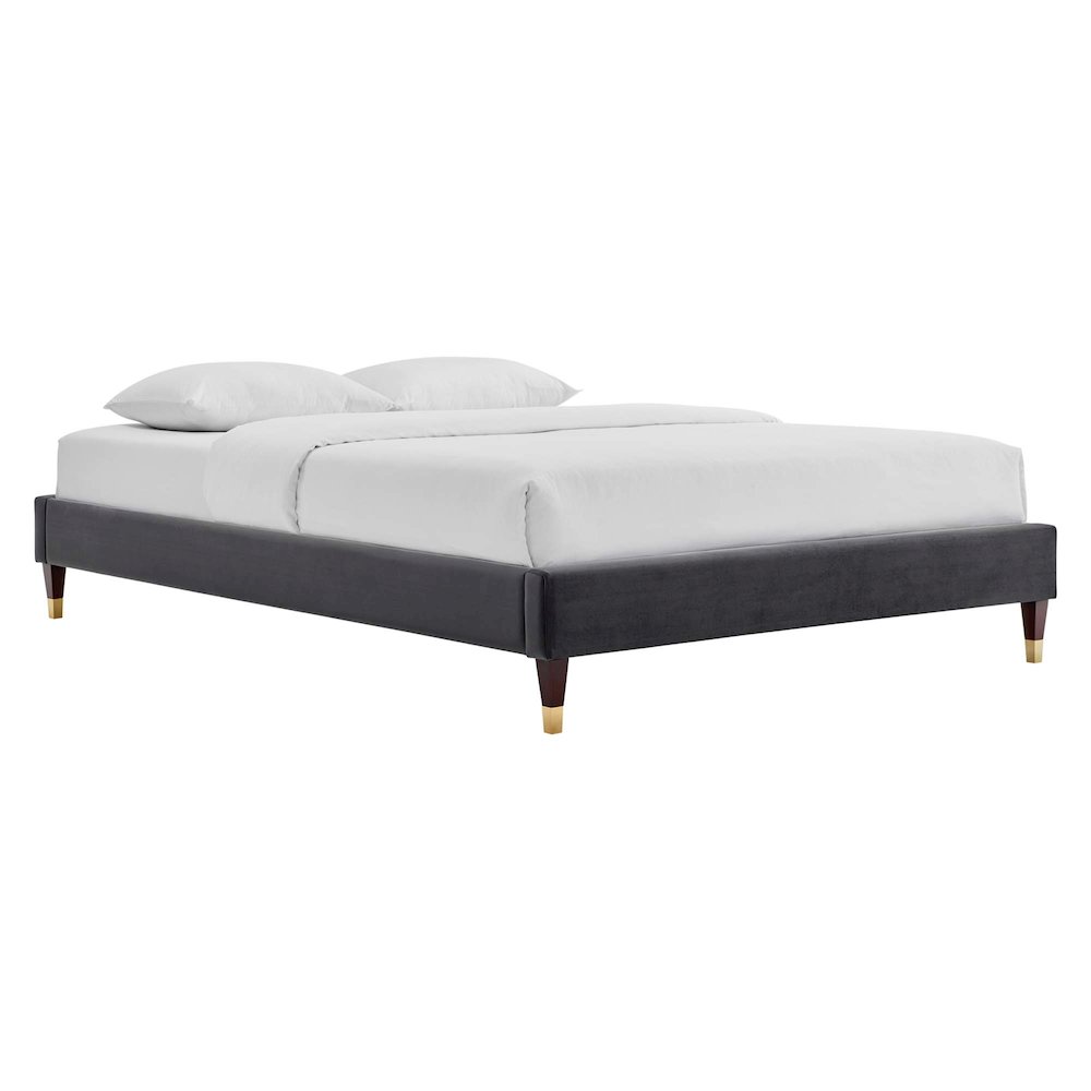 Harlow Performance Velvet King Platform Bed Frame. Picture 1