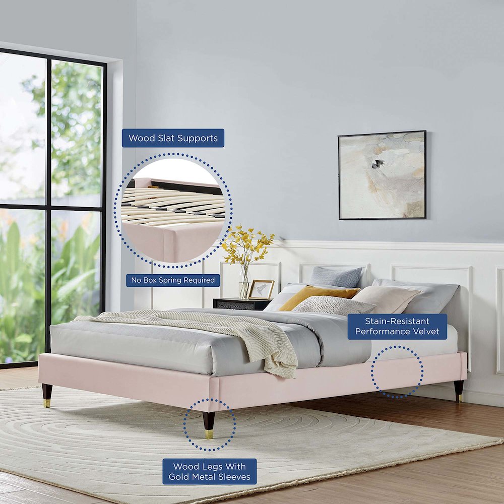 Harlow Performance Velvet King Platform Bed Frame. Picture 7