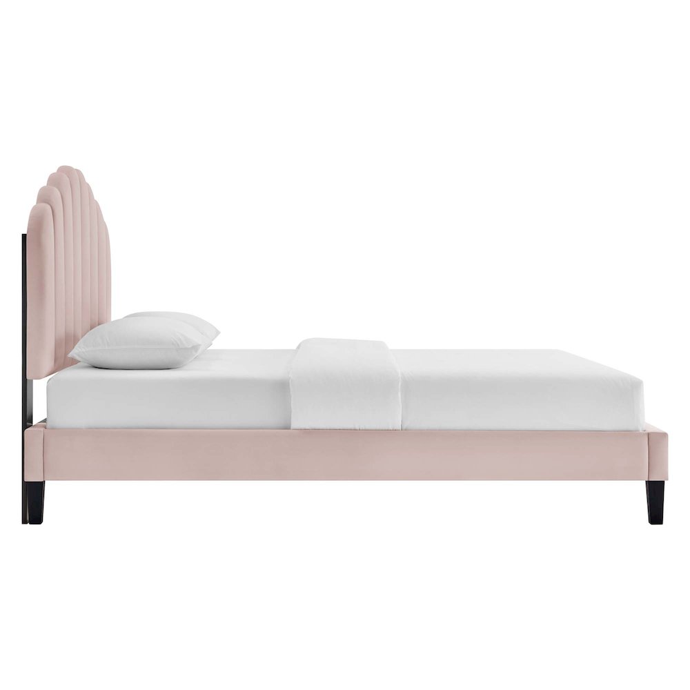 Daisy Performance Velvet Queen Platform Bed. Picture 4