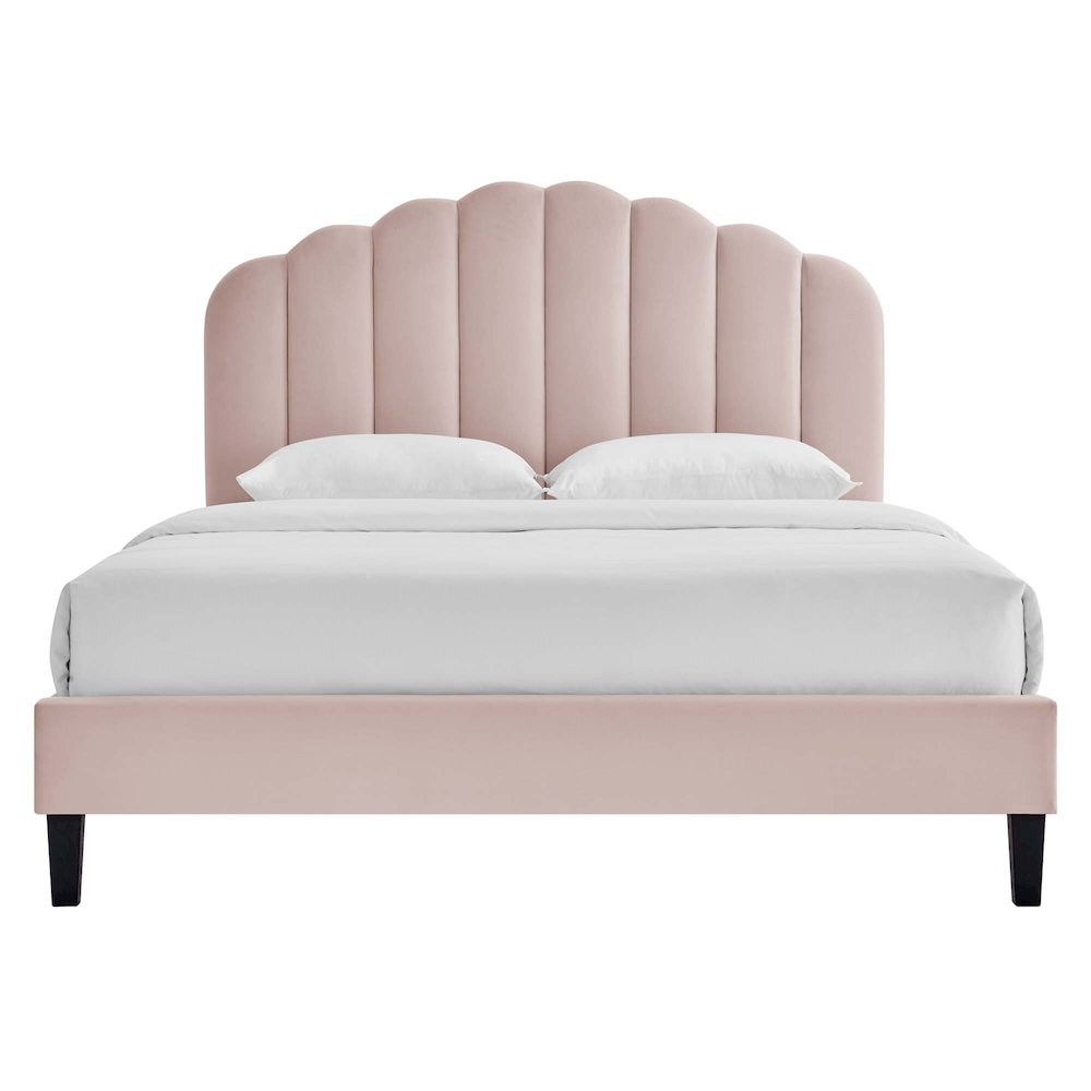 Daisy Performance Velvet Queen Platform Bed. Picture 5