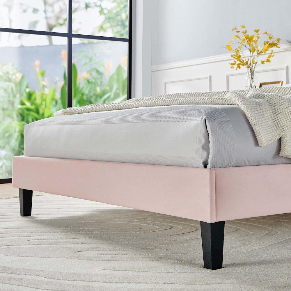 Daisy Performance Velvet Queen Platform Bed. Picture 10