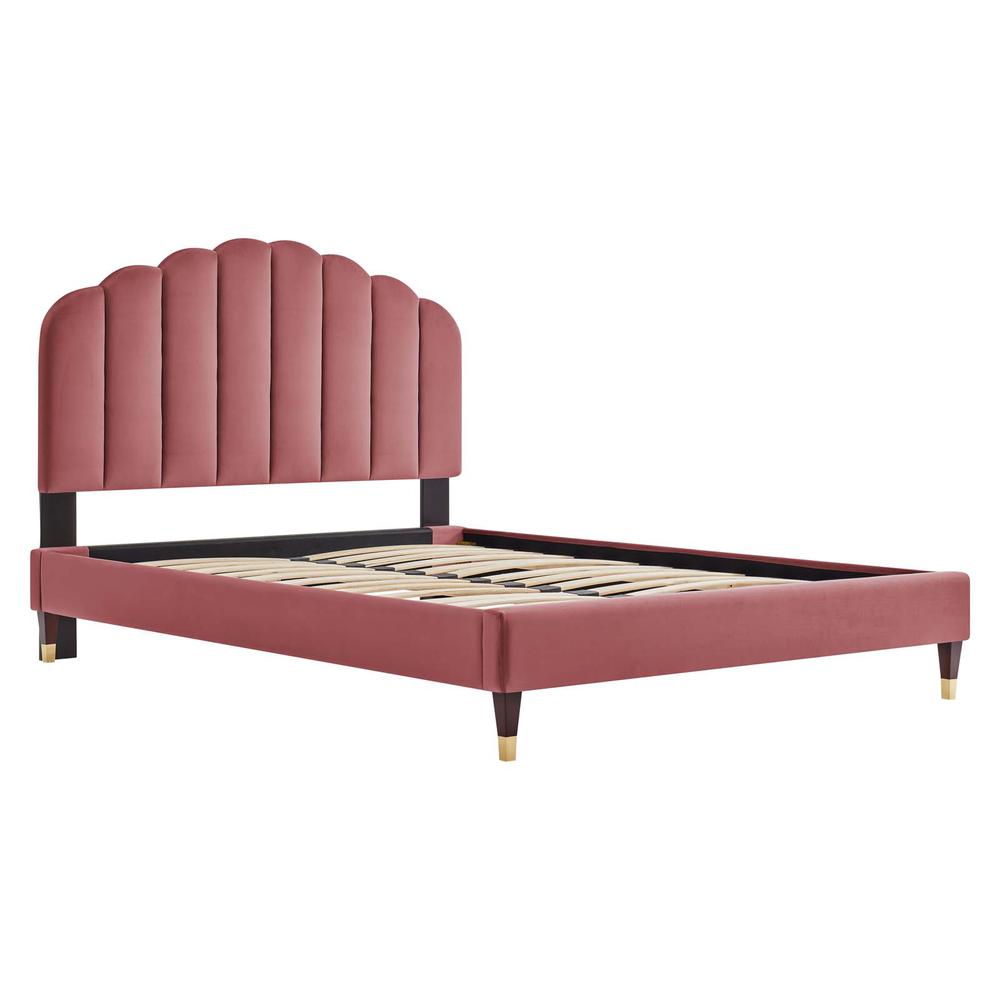 Daisy Performance Velvet Queen Platform Bed. Picture 2