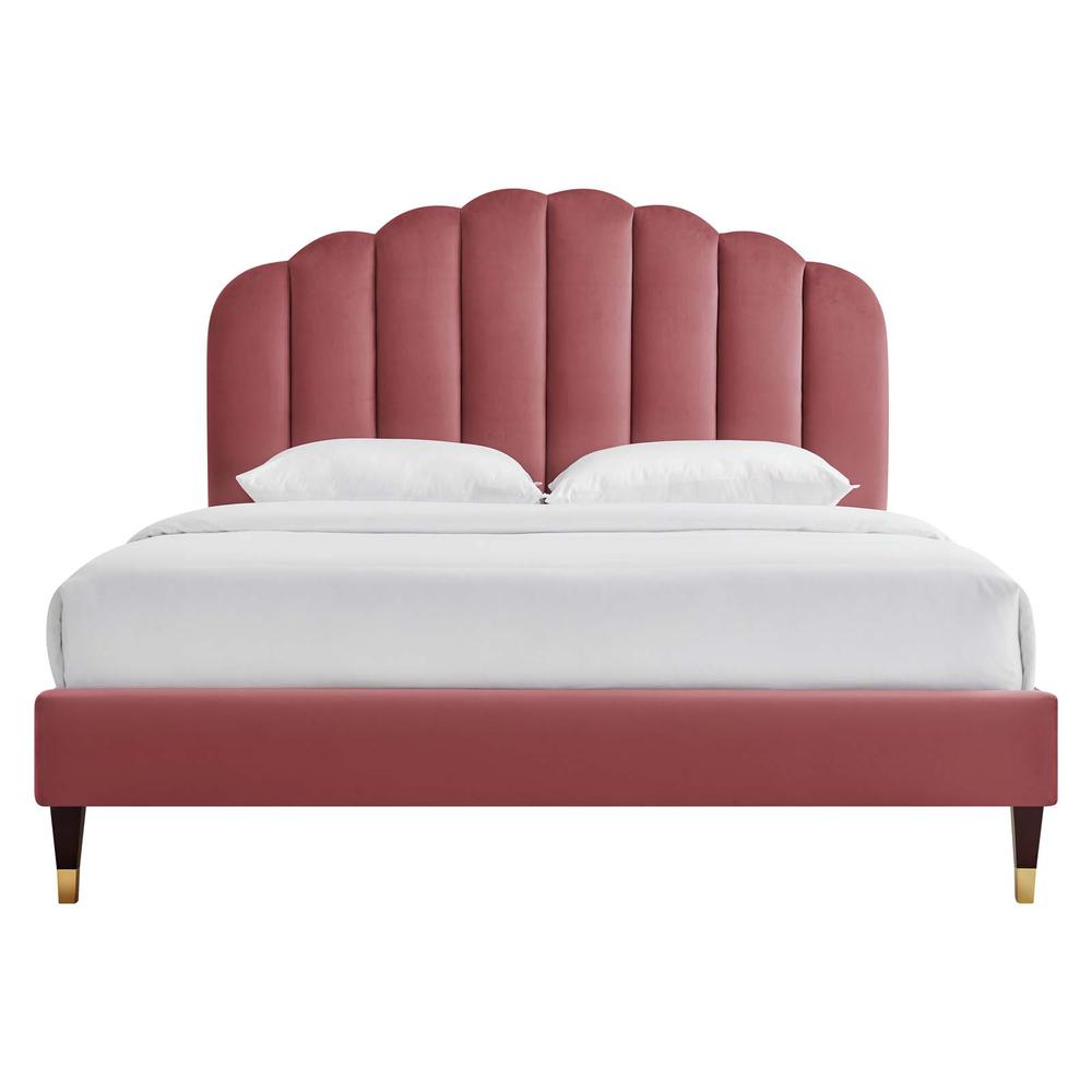 Daisy Performance Velvet Queen Platform Bed. Picture 4