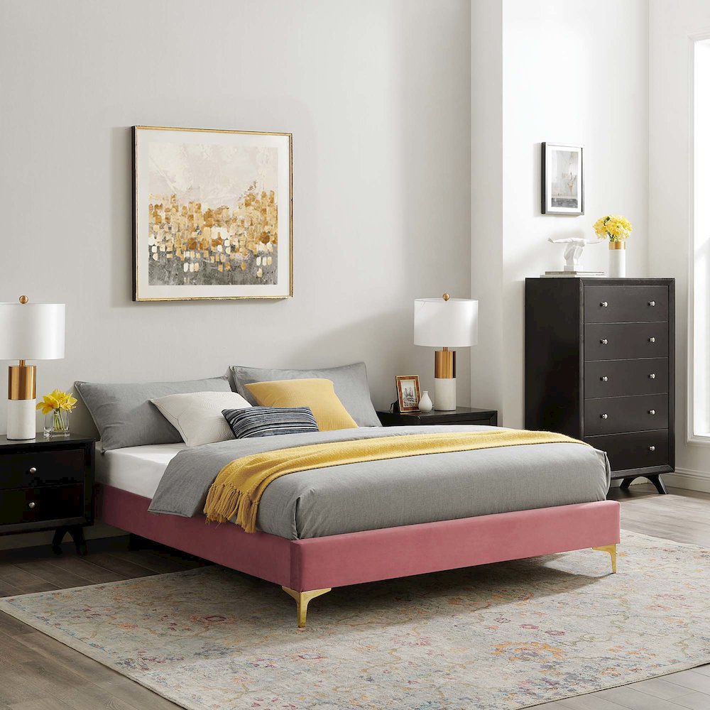 Sutton Performance Velvet Twin Bed Frame. Picture 6