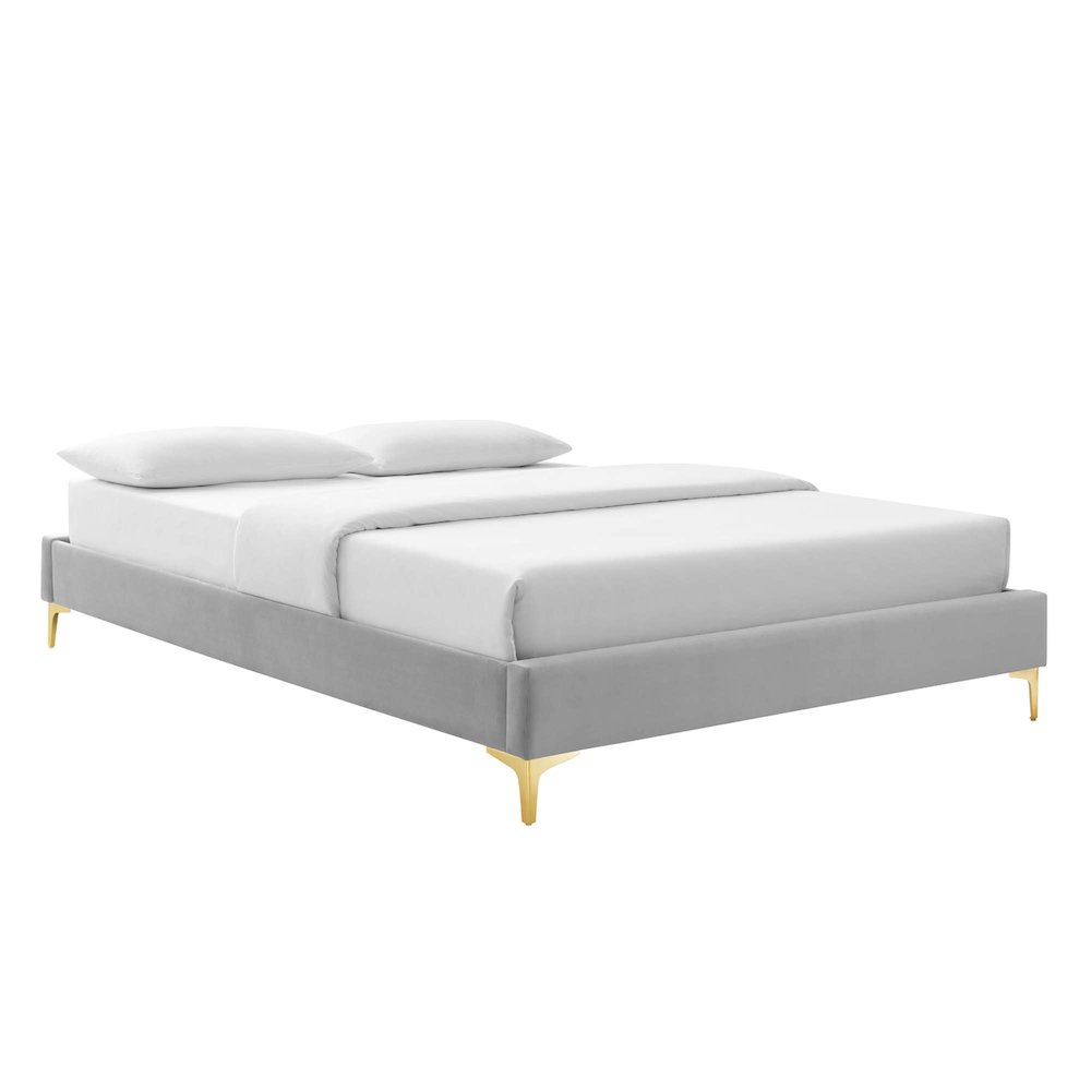 Sutton Performance Velvet Twin Bed Frame. Picture 1