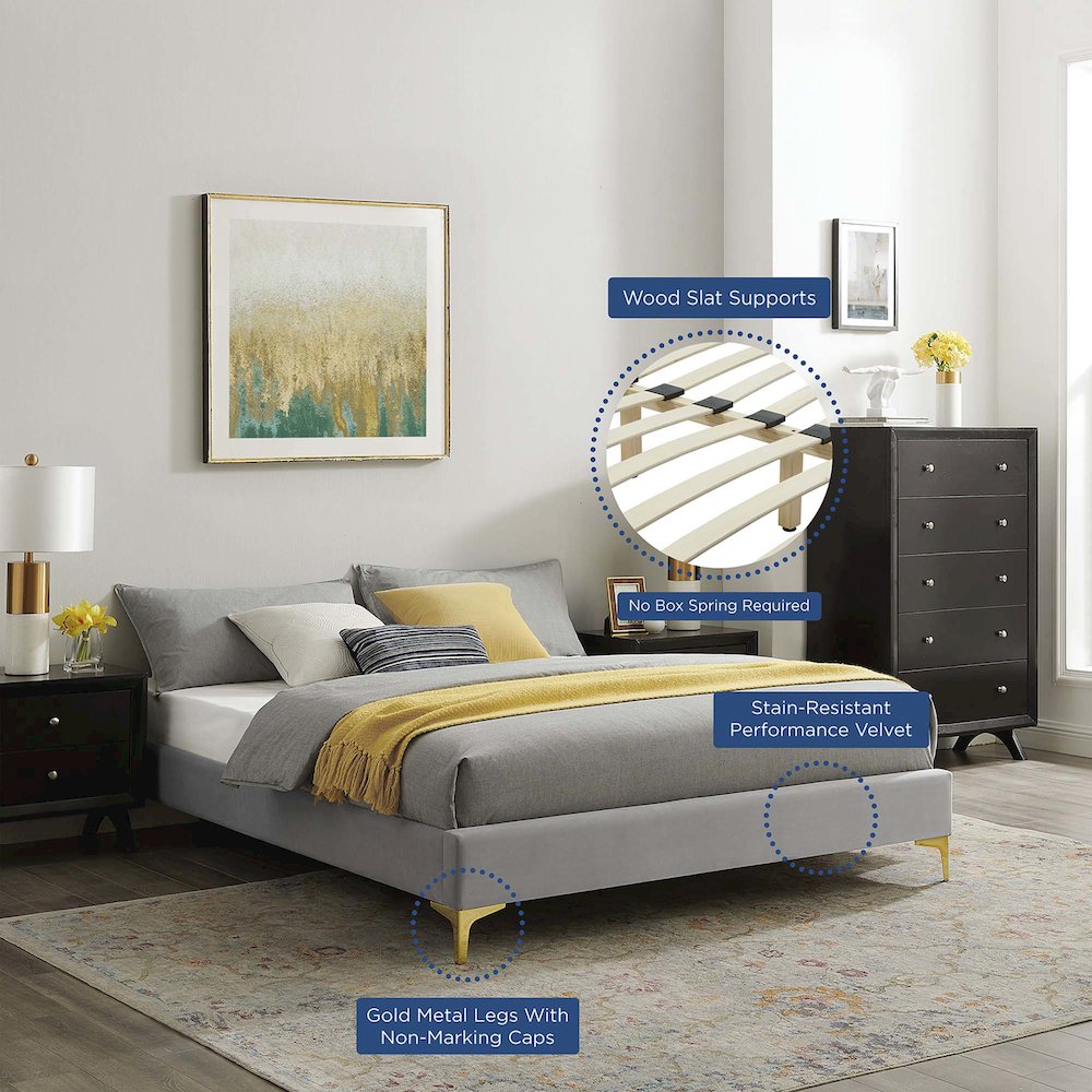 Sutton Performance Velvet Twin Bed Frame. Picture 7
