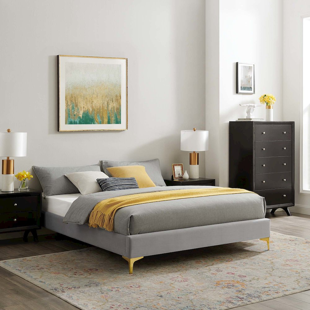 Sutton Performance Velvet Twin Bed Frame. Picture 6