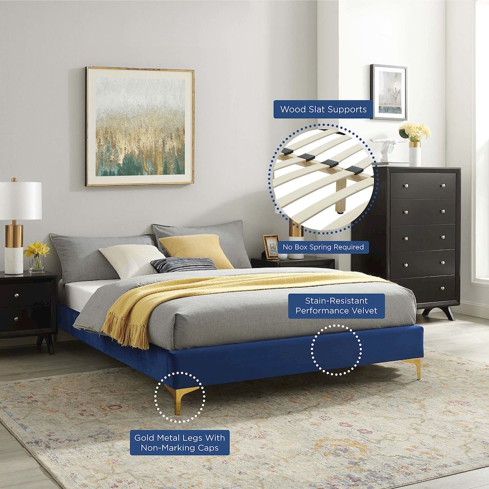 Sutton Performance Velvet Full Bed Frame. Picture 8