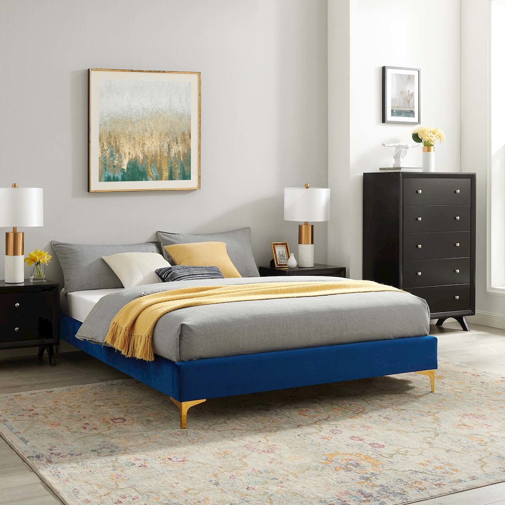 Sutton Performance Velvet Full Bed Frame. Picture 7