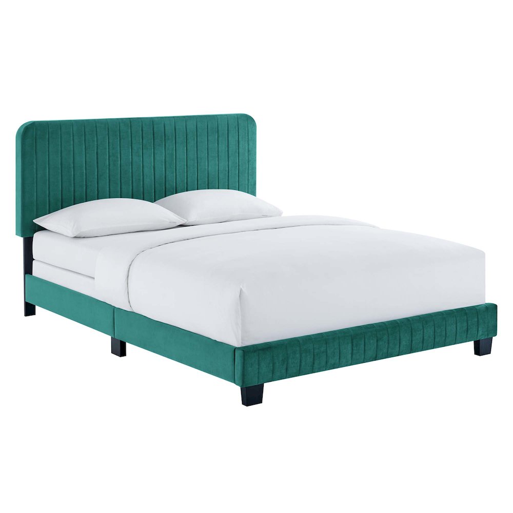 Celine Channel Tufted Performance Velvet King Bed. Picture 1