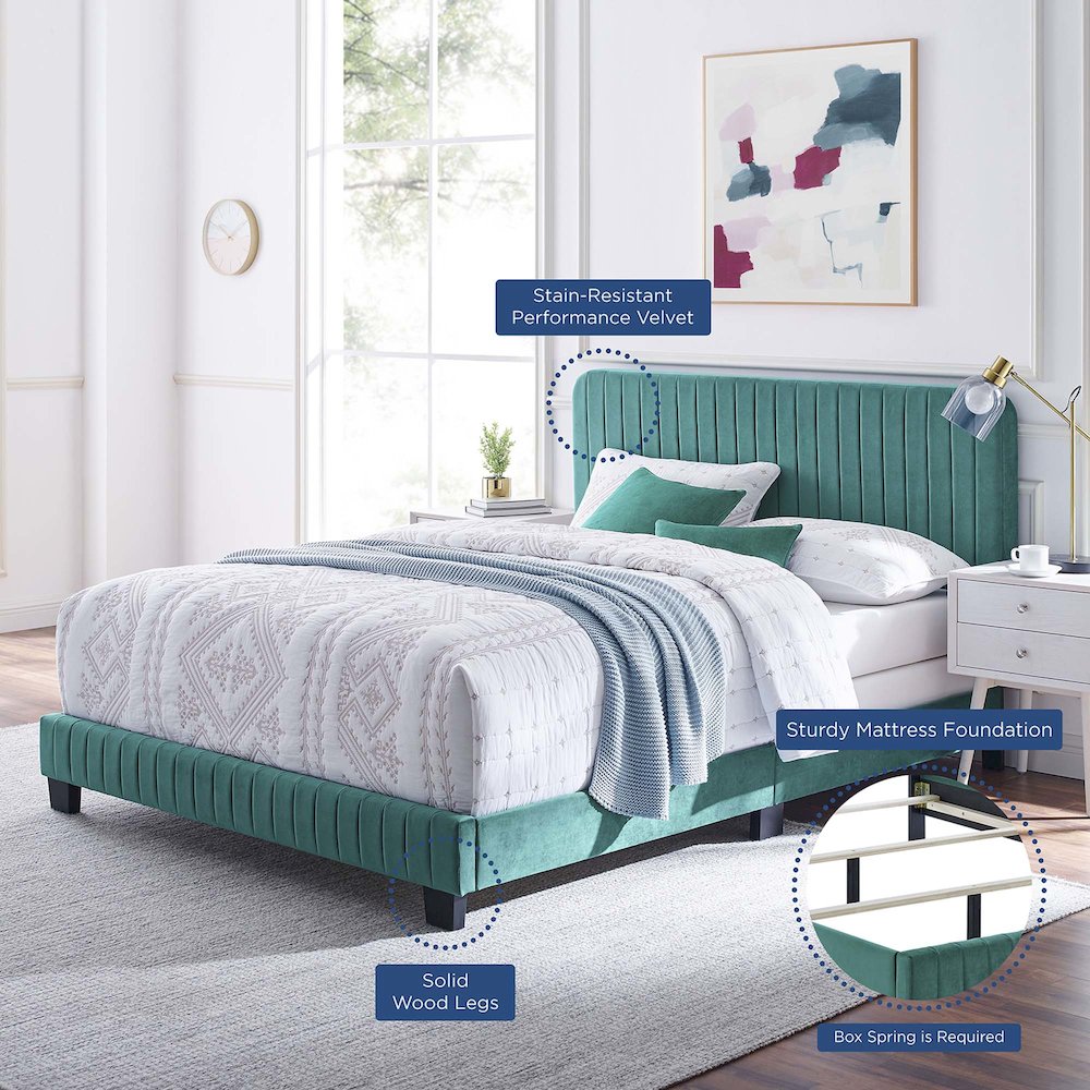 Celine Channel Tufted Performance Velvet King Bed. Picture 7