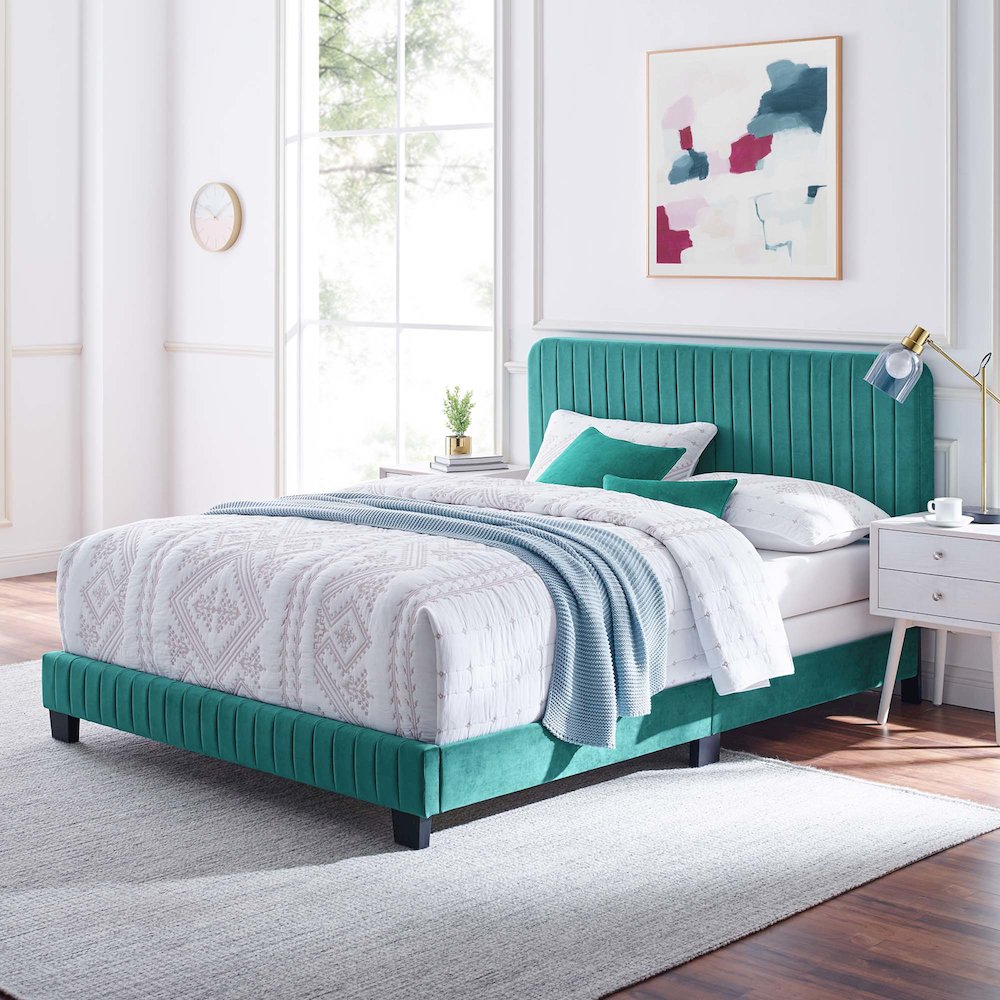 Celine Channel Tufted Performance Velvet King Bed. Picture 6
