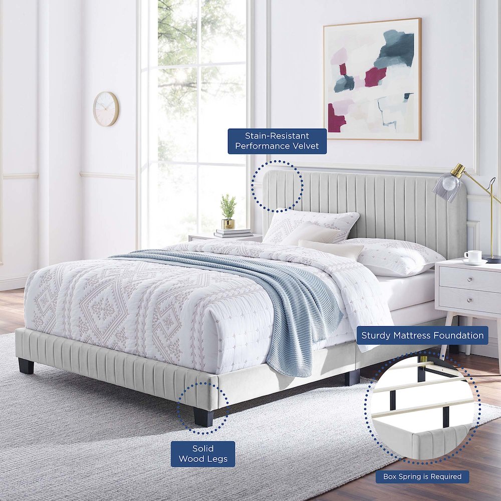 Celine Channel Tufted Performance Velvet Full Bed. Picture 8