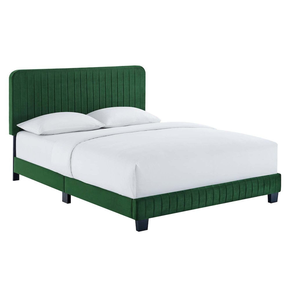 Celine Channel Tufted Performance Velvet King Platform Bed. Picture 1