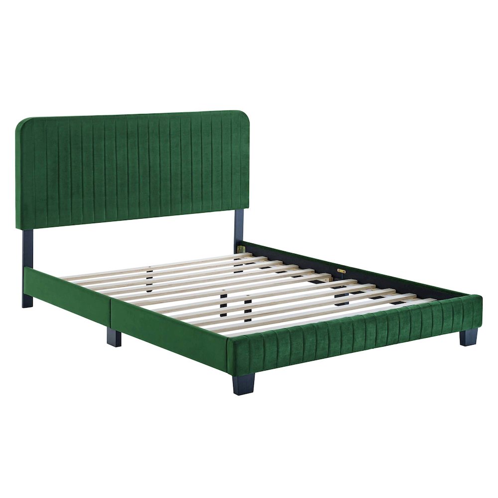 Celine Channel Tufted Performance Velvet King Platform Bed. Picture 2