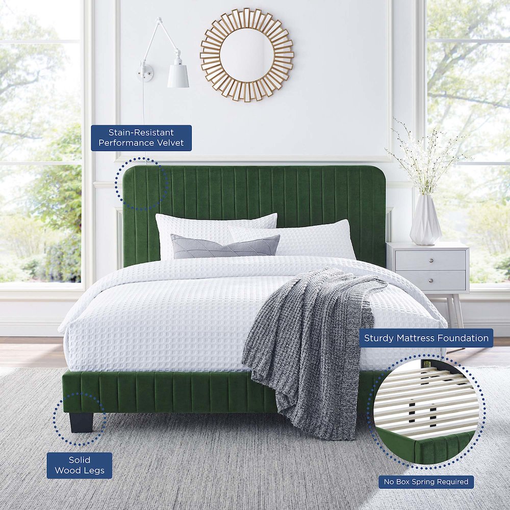 Celine Channel Tufted Performance Velvet King Platform Bed. Picture 7