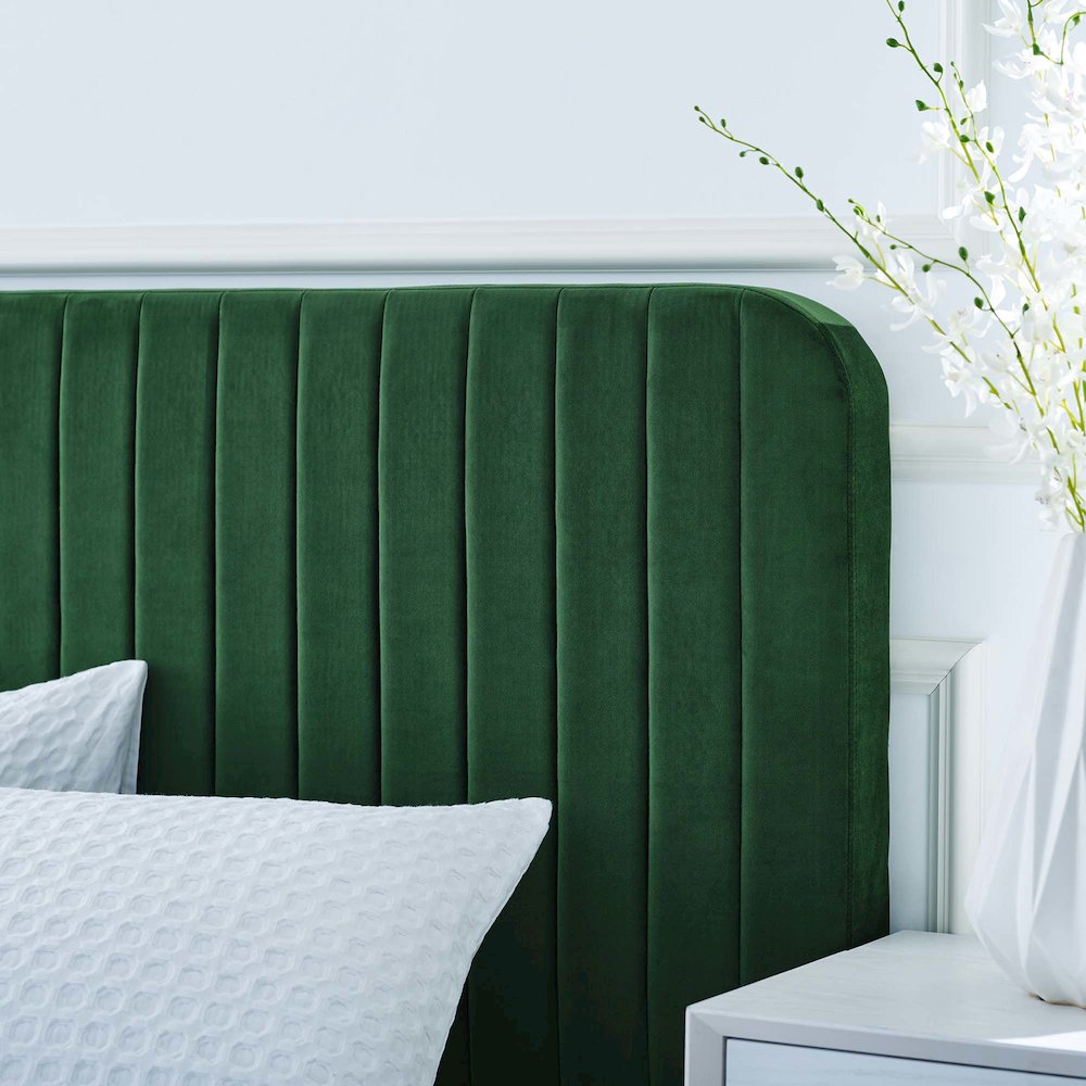 Celine Channel Tufted Performance Velvet King Platform Bed. Picture 8