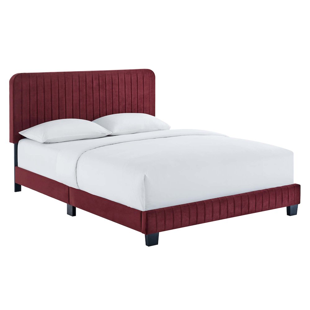 Celine Channel Tufted Performance Velvet King Platform Bed. Picture 1