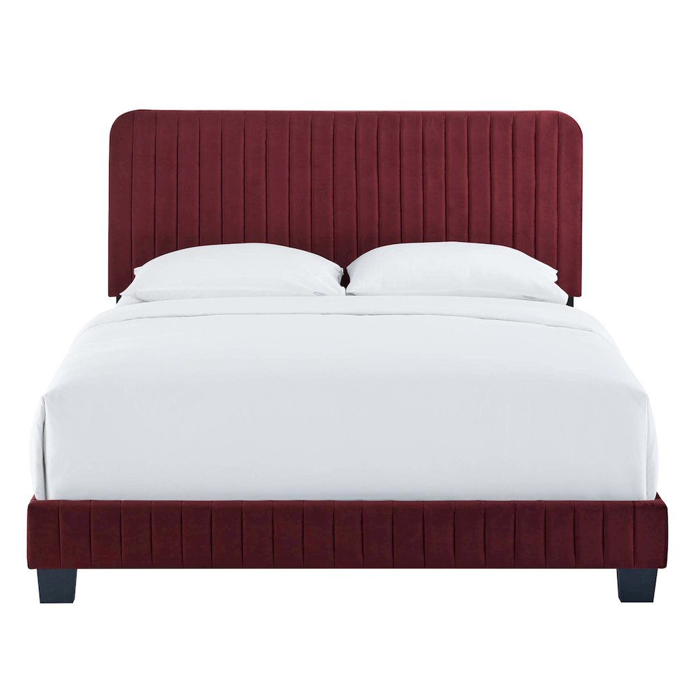 Celine Channel Tufted Performance Velvet King Platform Bed. Picture 5