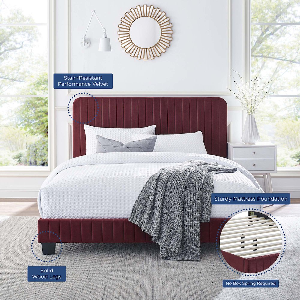Celine Channel Tufted Performance Velvet King Platform Bed. Picture 7