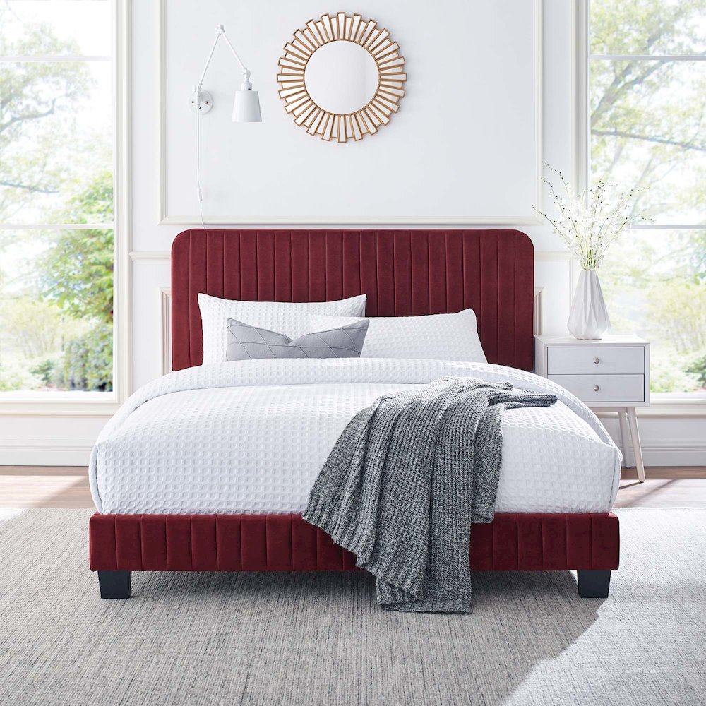 Celine Channel Tufted Performance Velvet King Platform Bed. Picture 6