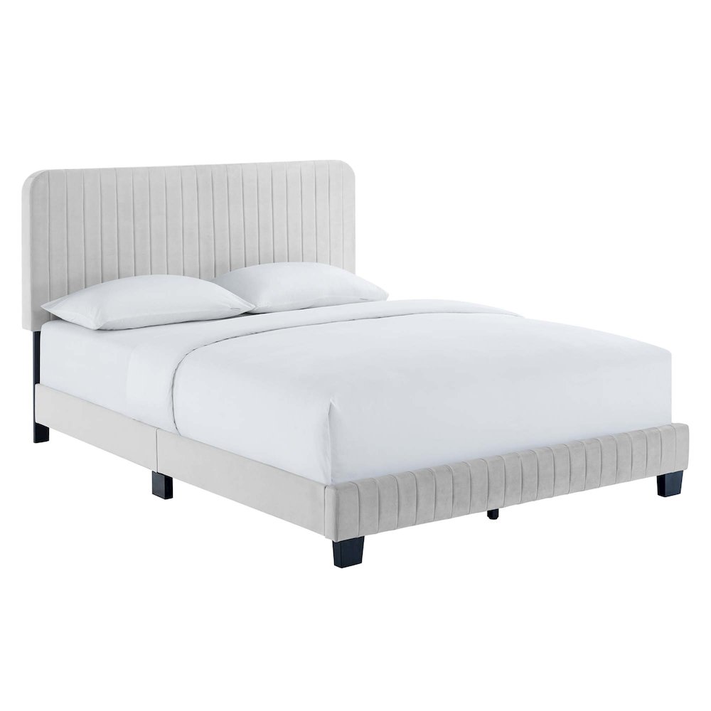 Celine Channel Tufted Performance Velvet Full Platform Bed. Picture 1
