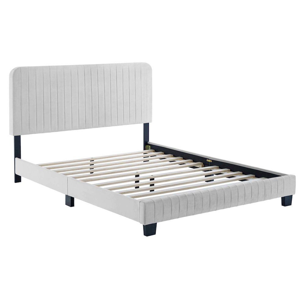 Celine Channel Tufted Performance Velvet Full Platform Bed. Picture 2