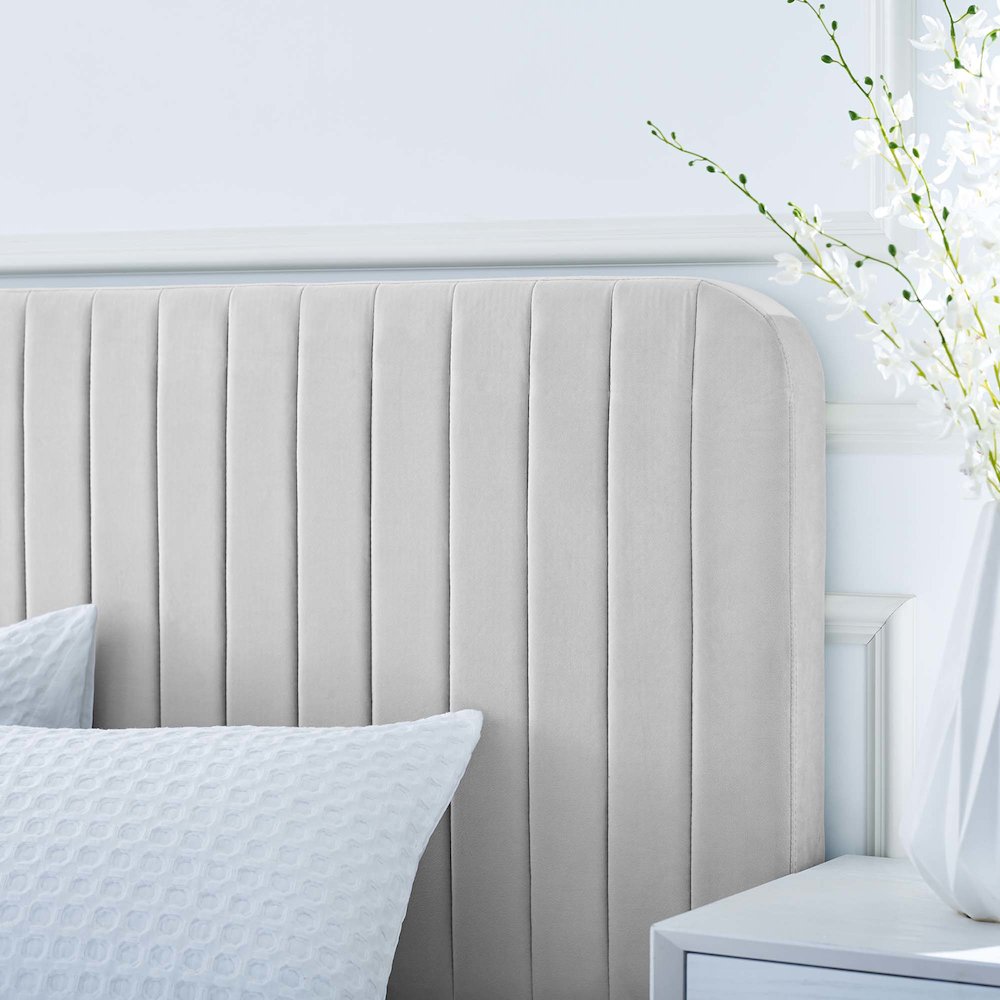 Celine Channel Tufted Performance Velvet Full Platform Bed. Picture 8