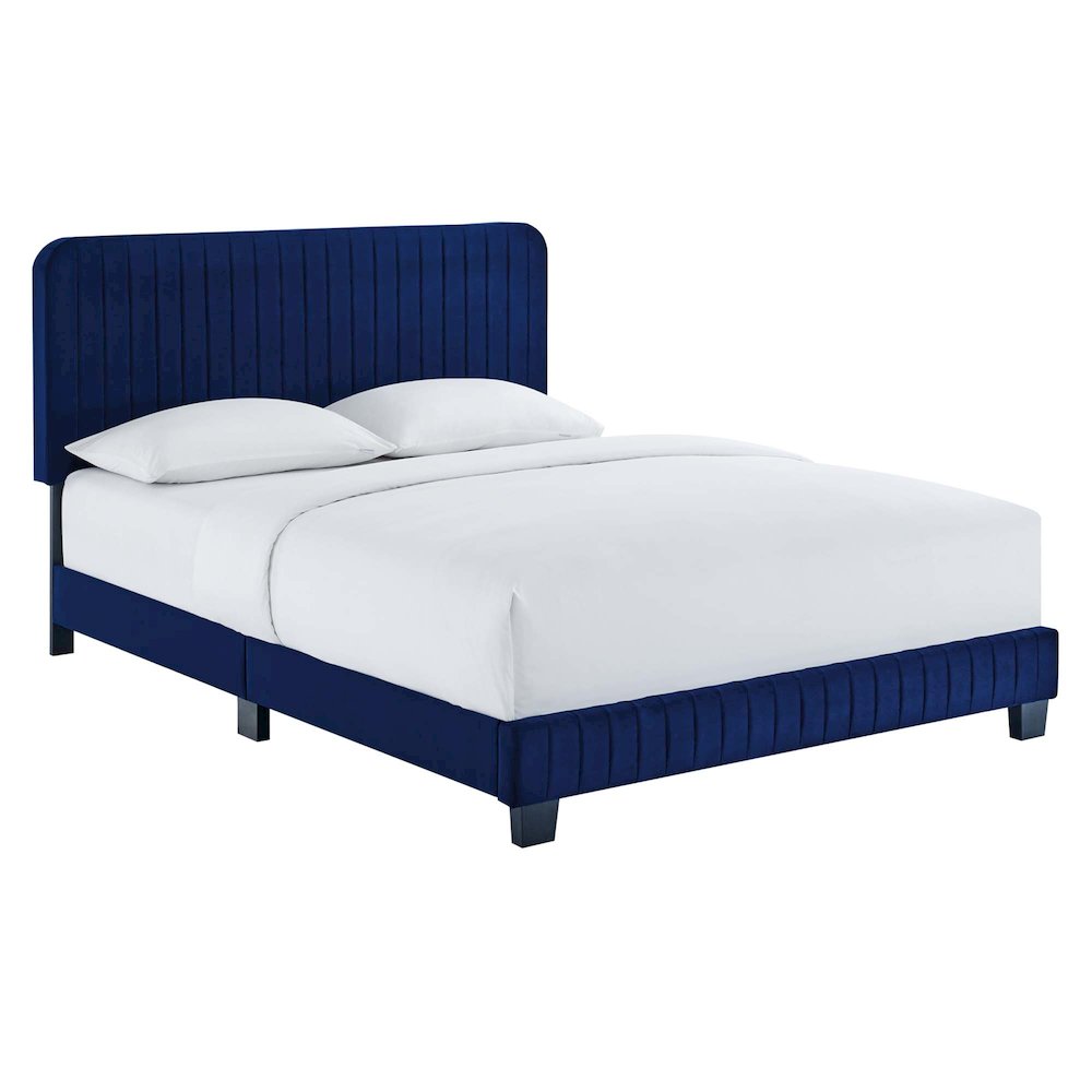 Celine Channel Tufted Performance Velvet Full Platform Bed. Picture 1
