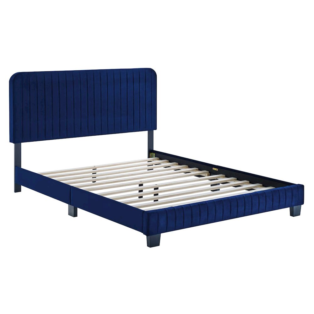 Celine Channel Tufted Performance Velvet Full Platform Bed. Picture 2
