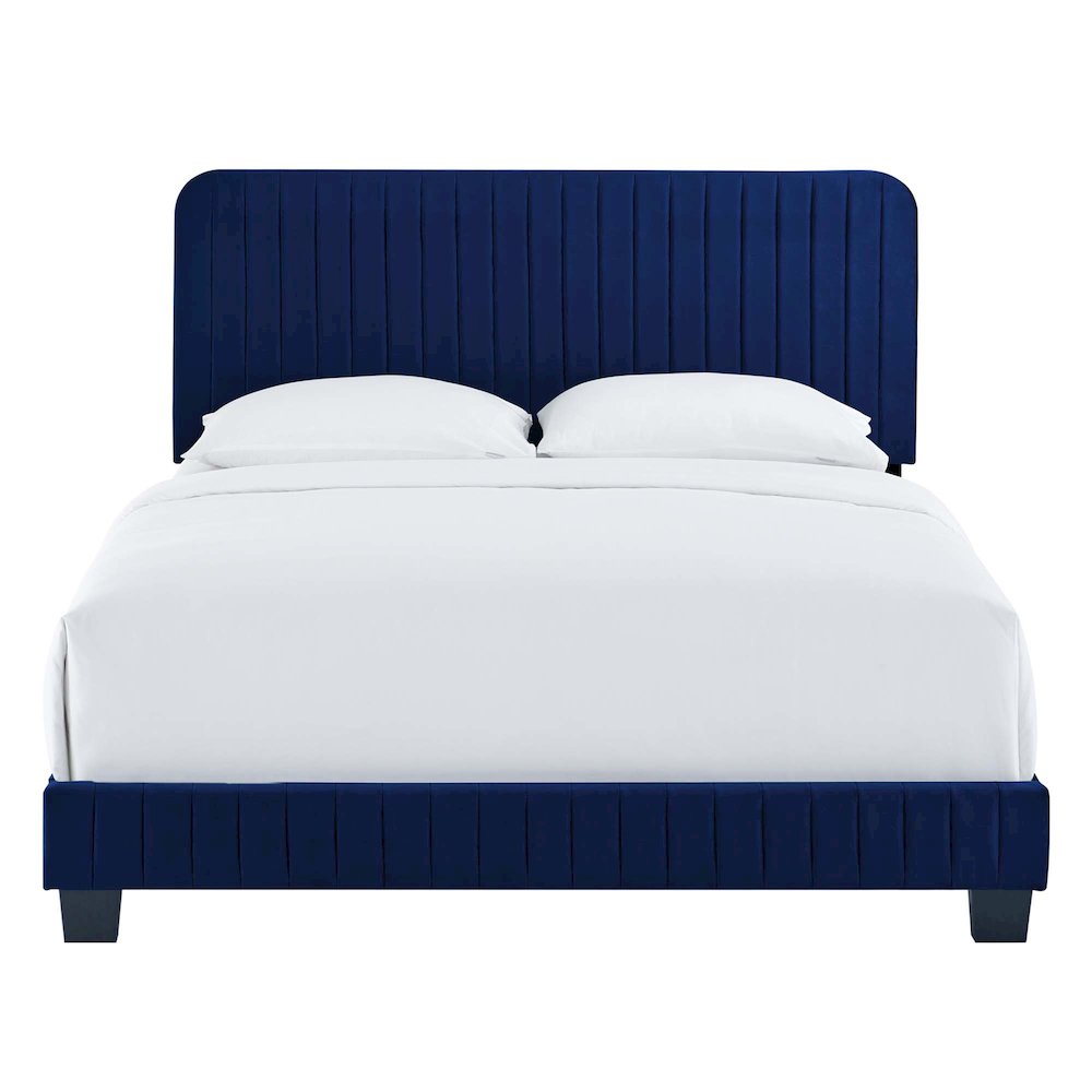 Celine Channel Tufted Performance Velvet Full Platform Bed. Picture 4