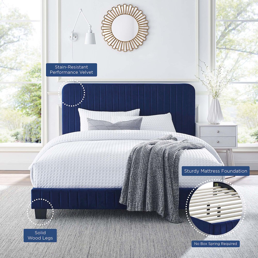 Celine Channel Tufted Performance Velvet Full Platform Bed. Picture 7